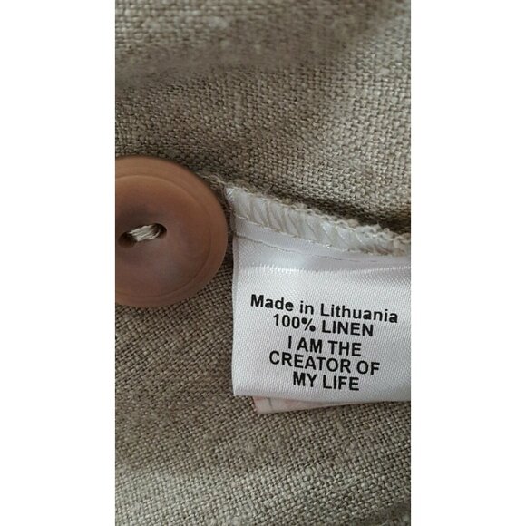 FLAX Womens S Top Jacket Cardigan Button Up Brown 100% Linen Long Sleeves - Picture 10 of 11